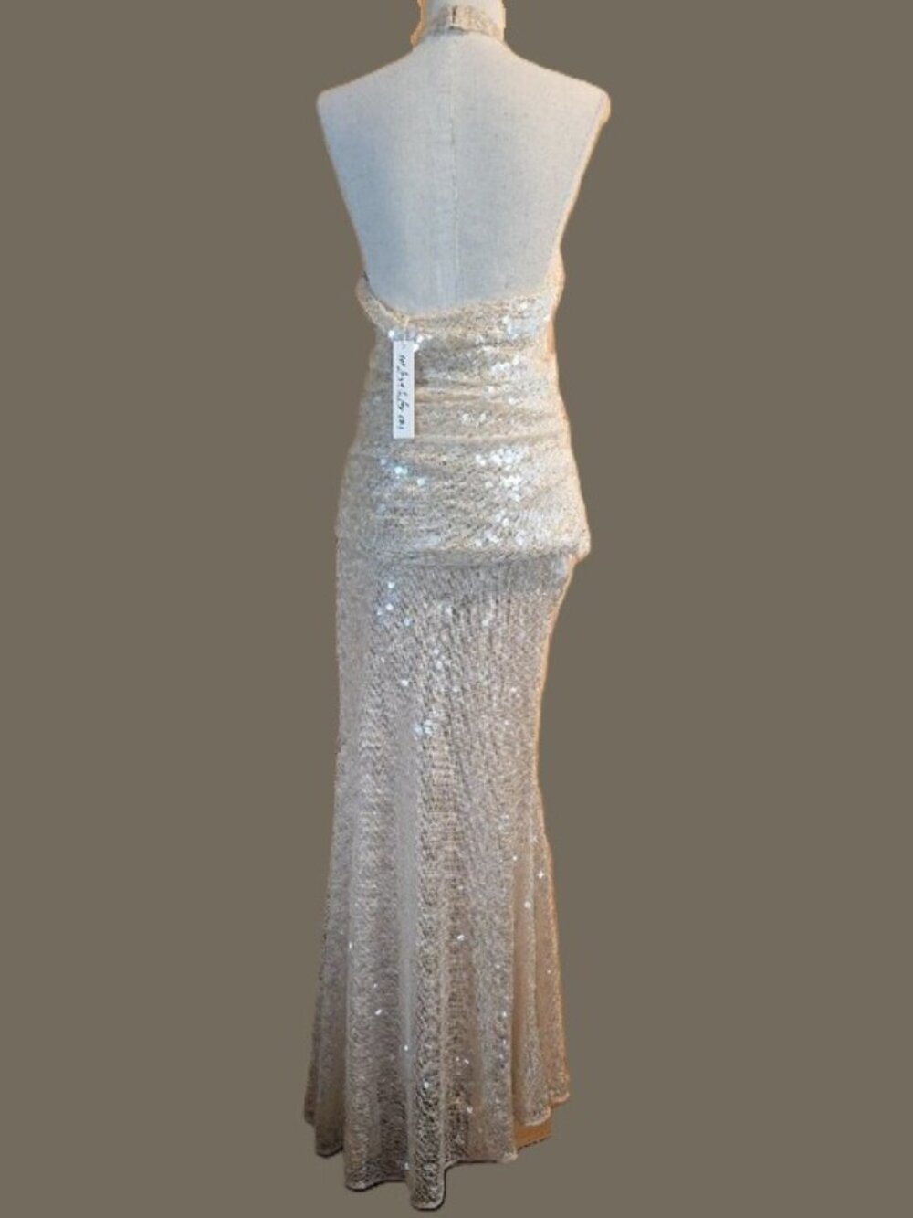 NEW $349 FOR LOVE AND LEMONS SYDNEY SEQUIN HALTER MAXI DRESS SIZE M - Picture 6 of 15